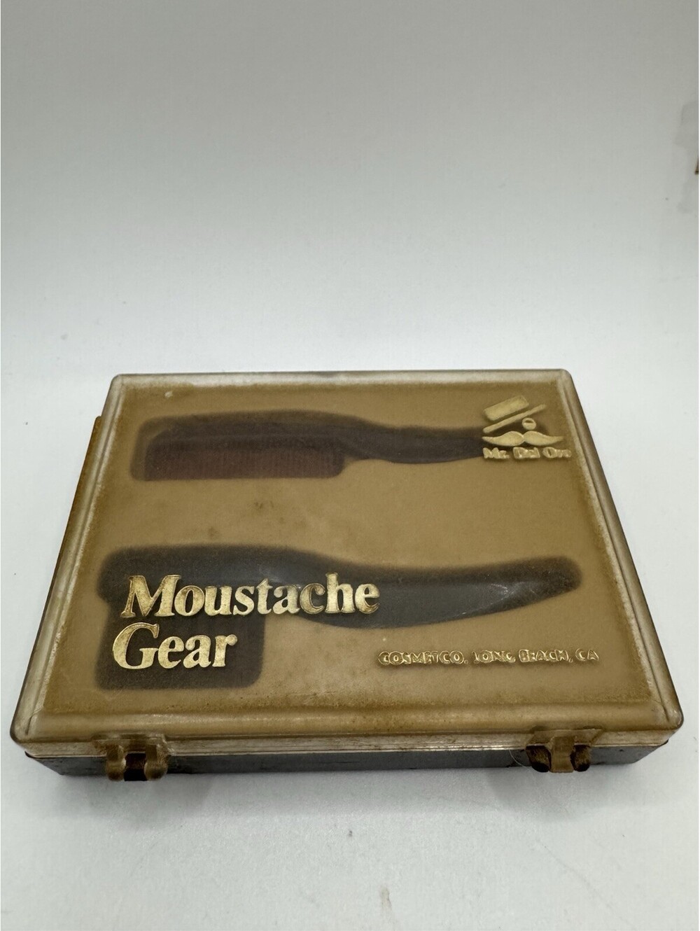Vintage Moustache Care Brush Kit Cosmetco Grooming Long Beach CA Made in USA